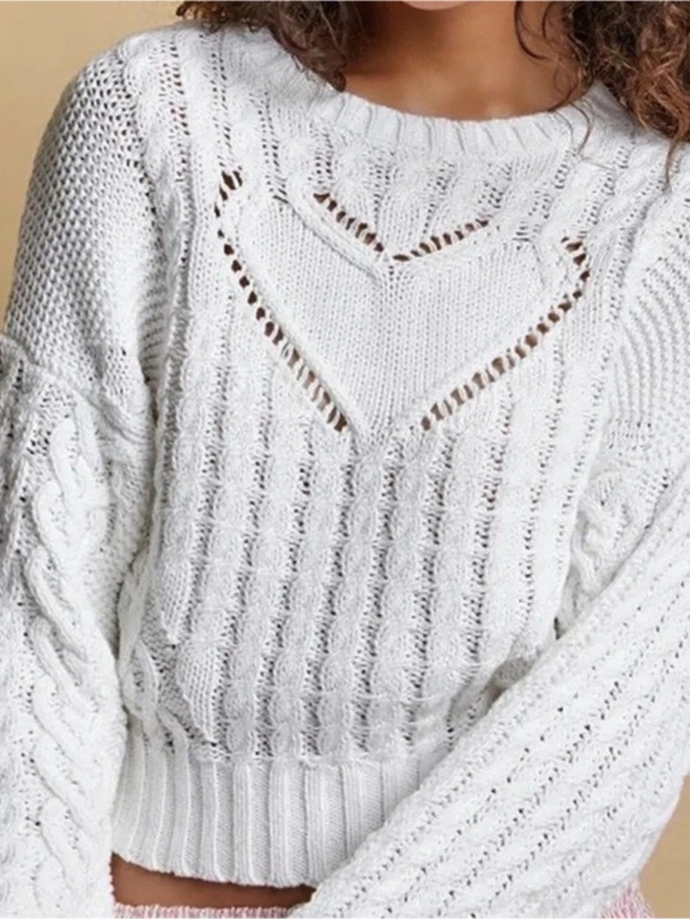 White Cable Knit Sweater